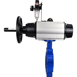 Затвор дисковый поворотный WBV1616E-2W-Fb-H Ду150 Ру16 LUG корпус - чугун QT450, диск - чугун QT450, уплотнение - EPDM, с пневмоприводом PA-DA-105-1, пневмораспределителем 4M310-08 AC220V и БПВ AFC2000