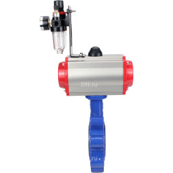 Затвор дисковый поворотный WBV1616E-2W-Fb-H Ду125 Ру16 LUG корпус - чугун QT450, диск - чугун QT450, уплотнение - EPDM, с пневмоприводом PA-SA-140, пневмораспределителем 4M310-08 DC24V и БПВ AFC2000