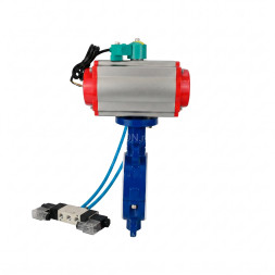 Затвор дисковый поворотный WBV3434Pf-2W-Fb-H Ду80 Ру16 корпус - углеродистая сталь WCB, диск - углеродистая сталь WCB, футерованный PTFE, уплотнение - PTFE, с пневмоприводом PA-SA-105, 4V320-10 AC220V и ALS200D