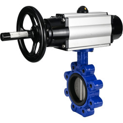 Затвор дисковый поворотный WBV1631N-2W-Fb-H Ду125 Ру16 LUG корпус - чугун QT450, диск - нержавеющая сталь 304, уплотнение - NBR, с пневмоприводом PA-DA-105-1
