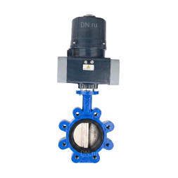 Затвор дисковый поворотный WBV1616N-2W-Fb-H Ду65 Ру16 LUG межфланцевый, корпус - чугун QT450, диск - чугун QT450, уплотнение - NBR, с электроприводом четвертьоборотным QTSA-N-005EM-O0-220VAC с пружинным возвратом
