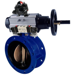 Затвор дисковый поворотный WBV1331E-2W-F-H Ду50 Ру16, фланцевый, корпус - чугун GGG40, диск - нержавеющая сталь 304, уплотнение - EPDM, с пневмоприводом PA-DA-105-1, с пневмораспределителем 4V320-10 AC220V, БКВ APL-410N Ex