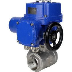Кран шаровой BV3232P(4pc)-SP-3WL-T-ISO-H Ду20 Ру63 стандартнопроходной трехходовой L-тип, нержавеющая сталь SS316, внутренняя резьба, уплотнение - PTFE, с 1/4-оборотным электроприводом QT-N-005M-O2-380VAC-У1