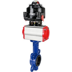 Затвор дисковый поворотный WBV1432E-2W-Fb-H Ду300 Ру16, корпус - чугун GGG50, диск - нержавеющая сталь 316L, уплотнение - EPDM, с пневмоприводом PA-DA-140 двойного действия, пневмораспределителем 4M310-08 DC24V, БКВ APL-510N-EX