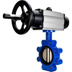 Затвор дисковый поворотный WBV1616E-2W-Fb-H Ду125 Ру16 LUG корпус - чугун QT450, диск - чугун QT450, уплотнение - EPDM, с пневмоприводом PA-DA-105-1
