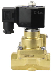 Клапан электромагнитный VS1000-PT-NC-24VDC 2″ Ду50 Ру12 соленоидный двухходовой поршневой, резьбовой, корпус - латунь, уплотнение - PTFE, пилотного действия, нормально закрытый, катушка - 24В DC