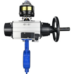 Затвор дисковый поворотный WBV1432E-2W-Fb-H Ду150 Ру16, корпус - чугун GGG50, диск - нержавеющая сталь 316L, уплотнение - EPDM, с пневмоприводом PA-DA-105-1 двойного действия, пневмораспределителем 4M310-08 AC220V, БКВ APL-510N-EX