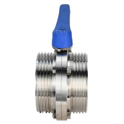 Затвор дисковый поворотный WBV3131E-2W-T-H Ду65 Ру10 резьбовой, пищевая нержавеющая сталь 304, уплотнение – EPDM, с рукояткой