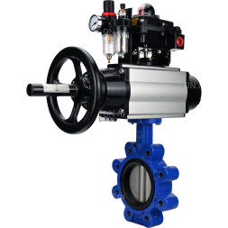 Затвор дисковый поворотный WBV1631E-2W-Fb-H Ду125 Ру16 LUG корпус - чугун QT450, диск - нержавеющая сталь 304, уплотнение - EPDM, с пневмоприводом PA-DA-105-1, пневмораспределителем 4M310-08 DC24V, БКВ APL-410N EX и БПВ AFC2000