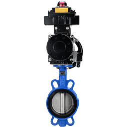 Затвор дисковый поворотный WBV1132N-2W-Fb-H Ду125 Ру16, корпус - чугун GG25, диск - нержавеющая сталь 316L, уплотнение - NBR, с пневмоприводом PA-DA-105-1 двойного действия, пневмораспределителем 4M310-08 DC24V, БКВ APL-410N EX, БПВ AFC2000