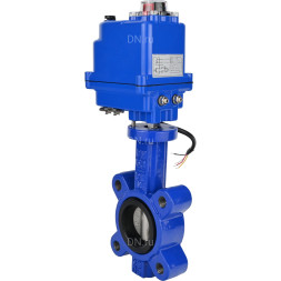 Затвор дисковый поворотный WBV1631E-2W-Fb-H Ду50 Ру16 LUG межфланцевый, корпус - чугун QT450, диск - нержавеющая сталь AISI 304, уплотнение - EPDM, с электроприводом QT-N-003EM-O1-12VDC-У1 blue 12В