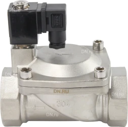 Клапан электромагнитный VS431-VT-NC-24VDC 2″ Ду50 Ру16, соленоидный двухходовой, корпус - нержавеющая сталь 304, уплотнение - Viton, резьбовой, нормально-закрытый, пилотный, катушка - 24В