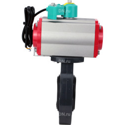 Затвор дисковый поворотный WBV4242E-2W-Fb-ISO Дн50 Ру10 межфланцевый, корпус - НПВХ, диск - НПВХ, уплотнение - EPDM, с пневмоприводом PA-DA-052, пневмораспределителем 4M310-08 AC220V и магнитным переключателем ALS200D