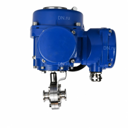 Затвор дисковый поворотный WBV3131E-2W-C-H Ду15 Ру10 кламповый, корпус - пищевая нержавеющая сталь 304, уплотнение - EPDM, с электроприводом QT-N-005M-O2-220VAC-У1 с моментной муфтой и штурвалом