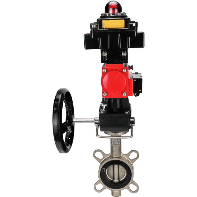 Затвор дисковый поворотный WBV3232E-2W-Fb-H Ду200 Ру16, корпус - нержавеющая сталь 316L, диск - нержавеющая сталь 316L, EPDM, с пневмоприводом PA-DA-130, пневмораспределителем 4M310-08 AC220V, БКВ APL-410N EX, ручным дублером MON3-700-T38-ISO в Уфе