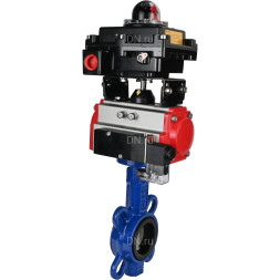 Затвор дисковый поворотный WBV1432E-2W-Fb-H Ду50 Ру16, корпус - чугун GGG50, диск - нержавеющая сталь 316L, уплотнение - EPDM, с пневмоприводом PA-DA-065 двойного действия, пневмораспределителем 4M310-08 DC24V, БКВ APL-410N EX