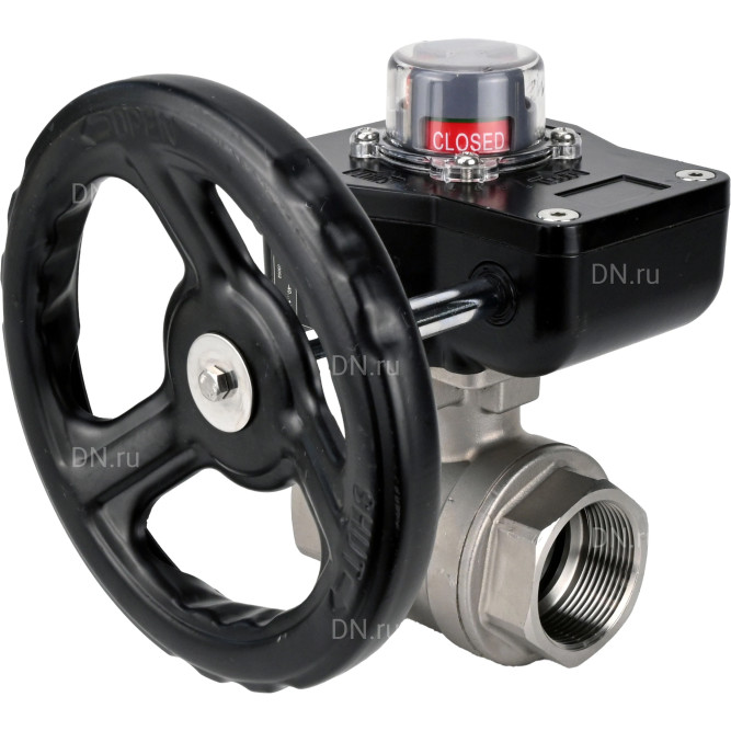 Кран шаровой BV3232P(2pc)-FP-T-ISO-H 4″ Ду100 Ру40 полнопроходной двухходовой, нержавеющая сталь SS316, внутренняя резьба, уплотнение - PTFE, с редуктором HGB RQN3-680Z в Уфе