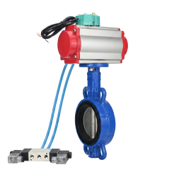 Затвор дисковый поворотный WBV1432N-2W-Fb-H Ду50 Ру16 корпус - чугун GGG50, диск - нержавеющая сталь 316L, уплотнение - NBR, с пневмоприводом PA-SA-083, пневмораспределителем 4V320-10 AC220V и магнитным переключателем ALS200D