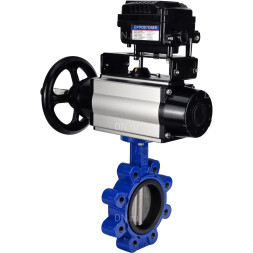 Затвор дисковый поворотный WBV1631N-2W-Fb-H Ду125 Ру16 LUG корпус - чугун QT450, диск - нержавеющая сталь 304, уплотнение - NBR, с пневмоприводом PA-DA-105-1 и позиционером YT-1000RSN без обратной связи