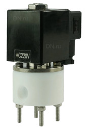 Клапан электромагнитный VS841-VT-NC-24VDC 1 1/4″ Ду32 Ру6 соленоидный двухходовой, корпус - PTFE, уплотнение - VITON, резьбовой, прямого действия, нормально закрытый, катушка - 24В
