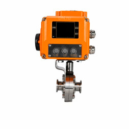 Затвор дисковый поворотный WBV3131S-2W-C-H Ду25 Ру10 кламповый, корпус - пищевая нержавеющая сталь 304, уплотнение - Silicon, с электроприводом QT-N-005EM-B1-220VAC-У1 c датчиком обратной связи и входным управляющим сигналом 0-10В HARK