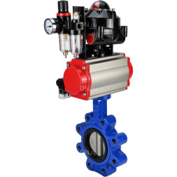 Затвор дисковый поворотный WBV1631E-2W-Fb-H Ду125 Ру16 LUG корпус - чугун QT450, диск - нержавеющая сталь 304, уплотнение - EPDM, с пневмоприводом PA-DA-105, пневмораспределителем 4M310-08 DC24V, БКВ APL-510N EX и БПВ AFC2000
