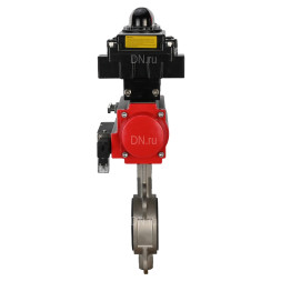 Затвор дисковый поворотный WBV3232E-2W-Fb-H Ду200 Ру16, корпус - нержавеющая сталь 316L, диск - нержавеющая сталь 316L, уплотнение - EPDM, с пневмоприводом PA-DA-130 двойного действия, с пневмораспределителем 4V320-08 AC220V, с БКВ APL-410N EX