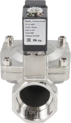 Клапан электромагнитный VS431-ET-NC-24VAC 1 1/2″ Ду40 Ру16 пилотного действия двухходовой, корпус - сталь нержавеющая 304, присоединение - внутренняя резьба, уплотнение - EPDM, нормально-закрытый, катушка - 24В AC