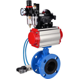 Затвор дисковый поворотный WBV1313E-2W-F-H Ду125 Ру16 фланцевый, корпус - чугун GGG40, диск - чугун GGG40, EPDM, с пневмоприводом PA-DA-130, пневмораспределителем 4V320-08 AC220V, БКВ APL-210N и БПВ AFC2000