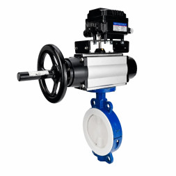 Затвор дисковый поворотный WBV3434Pf-2W-Fb-R Ду150 Ру16, корпус - углеродистая сталь WCB, диск - углеродистая сталь WCB, футерованный PTFE, уплотнение - PTFE, с пневмоприводом PA-DA-105-1 и позиционером YT-1000RSN с обратной связью