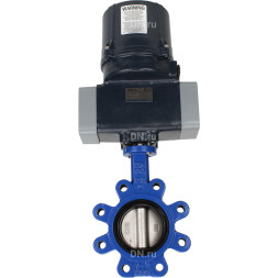 Затвор дисковый поворотный WBV1631N-2W-Fb-H Ду65 Ру16 LUG межфланцевый, корпус - чугун QT450, диск - нержавеющая сталь AISI 304, уплотнение - NBR, с электроприводом четвертьоборотным QTSA-N-005EM-O0-220VAC с пружинным возвратом