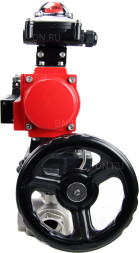 Кран шаровой BV3232P(4pc)-SP-3WL-T-ISO-H Ду10 Ру63 стандартнопроходной трехходовой L-тип, нерж. сталь SS316, внутренняя резьба, PTFE, пн.приводом PA-DA-065, пн.распределителем 4M310-08 AC220V, БКВ APL-210N и ручным дублером MON1-250-T26-ISO