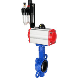Затвор дисковый поворотный WBV1132N-2W-Fb-H Ду150 Ру16, корпус - чугун GG25, диск - нержавеющая сталь 316L, уплотнение - NBR, с пневмоприводом PA-DA-105 двойного действия, пневмораспределителем 4M310-08 DC24V, БПВ AFC2000