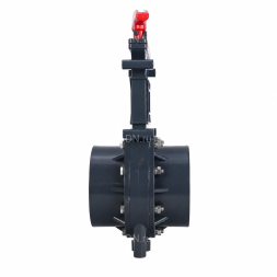 Задвижка шиберная GVKR4331TPV-2W-G-Hт Ду100 Ру1.6 клеевая, с выдвижным штоком, материал корпуса - ПВХ (PVC), шибер - нержавеющая сталь 304, уплотнение - TPV (ТПВ), с ручкой