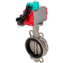 Затвор дисковый поворотный WBV3232N-2W-Fb-H Ду100 Ру16 корпус - нержавеющая сталь 316L, диск - нержавеющая сталь 316L, уплотнение - NBR, с пневмоприводом PA-DA-105, пневмораспределителем 4M310-08 DC24V и магнитным переключателем ALS200D