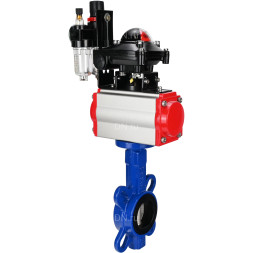 Затвор дисковый поворотный WBV1432N-2W-Fb-H Ду125 Ру16, корпус - чугун GGG50, диск - нержавеющая сталь 316L, уплотнение - NBR, с пневмоприводом PA-DA-105, пневмораспределителем 4M310-08 AC220V, БКВ APL-210N, БПВ AFC2000
