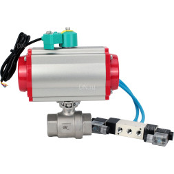 Кран шаровой BV3232P(2pc)-FP-T-ISO-H Ду100 Ру40 полнопроходной, внутренняя резьба, корпус - нержавеющая сталь 316, уплотнение - PTFE, с пневмоприводом PA-DA-105, пневмораспределителем 4V320-10 AC220V и магнитным переключателем ALS200D