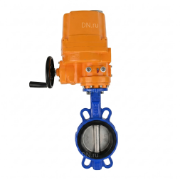 Затвор дисковый поворотный WBV1432N-2W-Fb-H Ду125 Ру16, корпус - чугун GGG50, диск - нержавеющая сталь 316L, уплотнение - NBR, с электроприводом QT-EX-015EM-O2-220VAC-У1