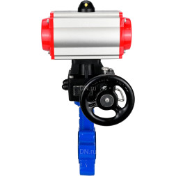 Затвор дисковый поворотный WBV1616E-2W-Fb-H Ду100 Ру16 LUG корпус - чугун QT450, диск - чугун QT450, уплотнение - EPDM, с пневмоприводом PA-DA-083, пневмораспределителем 4M310-08 DC24V и дублером MON2-450-T28-ISO
