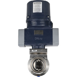 Затвор дисковый поворотный WBV3131E-2W-T-H Ду20 Ру10 резьбовой, корпус - пищевая нержавеющая сталь AISI 304, диск - нержавеющая сталь AISI 304, уплотнение - EPDM, с электроприводом четвертьоборотным QTSA-N-003EM-O0-220VAC с пружинным возвратом