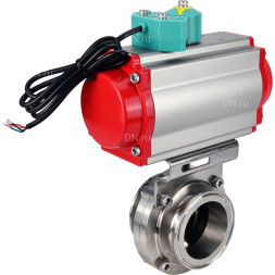 Затвор дисковый поворотный кламповый WBV3131E-2W-C-H Ду15 Ру10 корпус - пищевая нержавеющая сталь 304, уплотнение - EPDM, с пневмоприводом PA-DA-052 и магнитным переключателем ALS200D