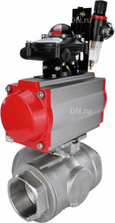 Кран шаровой BV3232P(4pc)-SP-3WL-T-ISO-H Ду10 Ру63 стандартнопроходной трехходовой L-тип, нержавеющая сталь SS316, внутренняя резьба, уплотнение - PTFE, пн.приводом PA-SA-052, пн.распределителем 4M310-08 DC24V, БКВ APL-210N и БПВ AFC2000