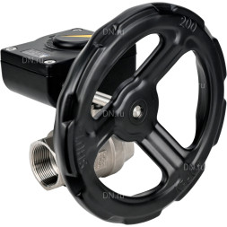 Кран шаровой BV3232P(2pc)-FP-T-ISO-H 3/8″ Ду10 Ру63 полнопроходной двухходовой, нержавеющая сталь SS316, внутренняя резьба, уплотнение - PTFE, с редуктором HAM RQN1-180Z-T40