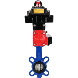 Затвор дисковый поворотный WBV1432N-2W-Fb-H Ду125 Ру16, корпус - чугун GGG50, диск - нержавеющая сталь 316L, уплотнение - NBR, с пневмоприводом PA-SA-140 с возвратными пружинами, пневмораспределителем 4M310-08 DC24V, БКВ APL-410N EX