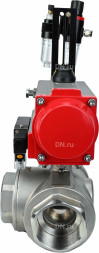 Кран шаровой BV3232P(4pc)-SP-3WL-T-ISO-H Ду50 Ру63 стандартнопроходной трехходовой L-тип, нержавеющая сталь SS316, внутренняя резьба, уплотнение - PTFE, с пн.приводом PA-DA-065 c пн.распределителем 4M310-08 AC220V и БПВ AFC2000