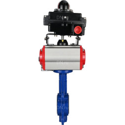 Затвор дисковый поворотный WBV1432E-2W-Fb-H Ду150 Ру16, корпус - чугун GGG50, диск - нержавеющая сталь 316L, уплотнение - EPDM, с пневмоприводом PA-SA-130 с возвратными пружинами, пневмораспределителем 4M310-08 AC220V, БКВ APL-410N EX