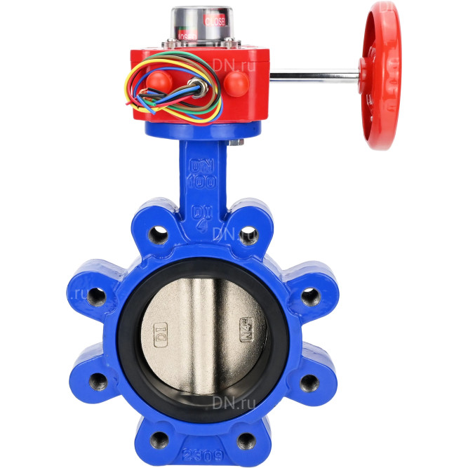 Затвор дисковый поворотный WBV1616N-2W-Fb-H Ду100 Ру16 LUG межфланцевый, корпус - чугун QT450, диск - чугун QT450, уплотнение - NBR, с редуктором HGBF RQN1-180Z в Уфе