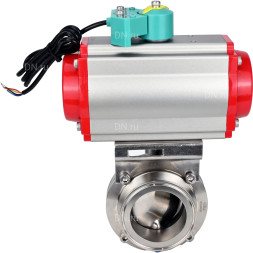 Затвор дисковый поворотный кламповый WBV3131E-2W-C-H Ду32 Ру10 корпус - пищевая нержавеющая сталь 304, уплотнение - EPDM, с пневмоприводом PA-DA-052 и магнитным переключателем ALS200D