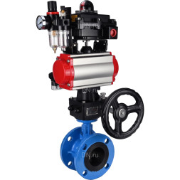 Затвор дисковый поворотный WBV1313E-2W-F-H Ду125 Ру16 фланцевый, корпус - чугун GGG40, диск - чугун GGG40, EPDM, с пневмоприводом PA-DA-130, пневмораспределителем 4M310-08 AC220V, БКВ APL-410N EX, ручным дублером MON1-250-T26-ISO и БПВ AFC2000