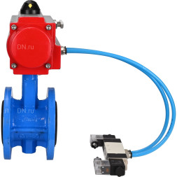 Затвор дисковый поворотный WBV1313E-2W-F-H Ду50 Ру16 фланцевый, корпус - чугун GGG40, диск - чугун GGG40, уплотнение - EPDM, с пневмоприводом PA-DA-105 и пневмораспределителем 4V320-10 AC220V